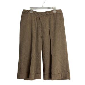 J.Jill Size 6P Cropped Pants Womens Brown Wool Blend Petite Wide Leg Belt
